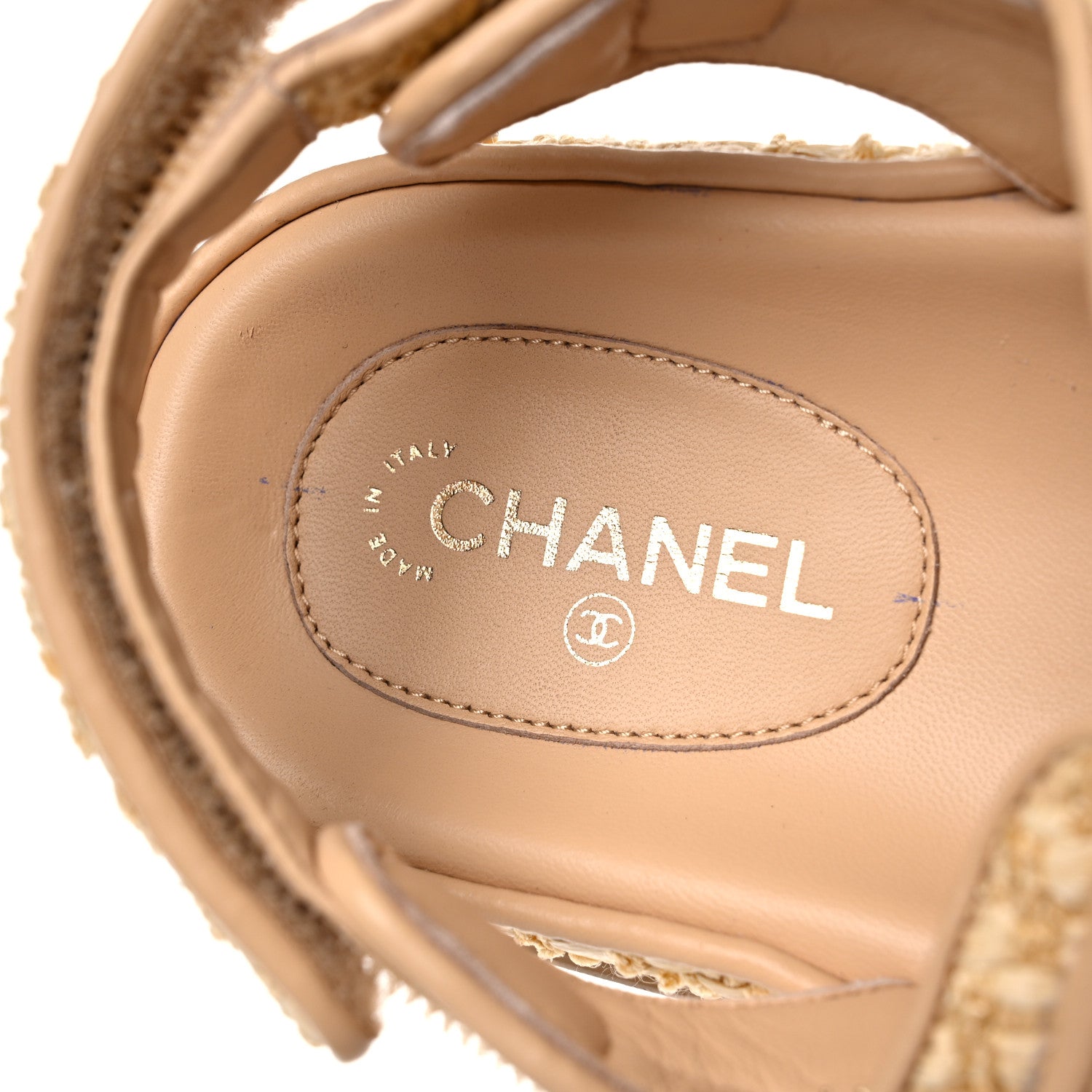 Chanel Braided Fabric Velcro Dad Sandals 36.5 Beige 9 of 12
