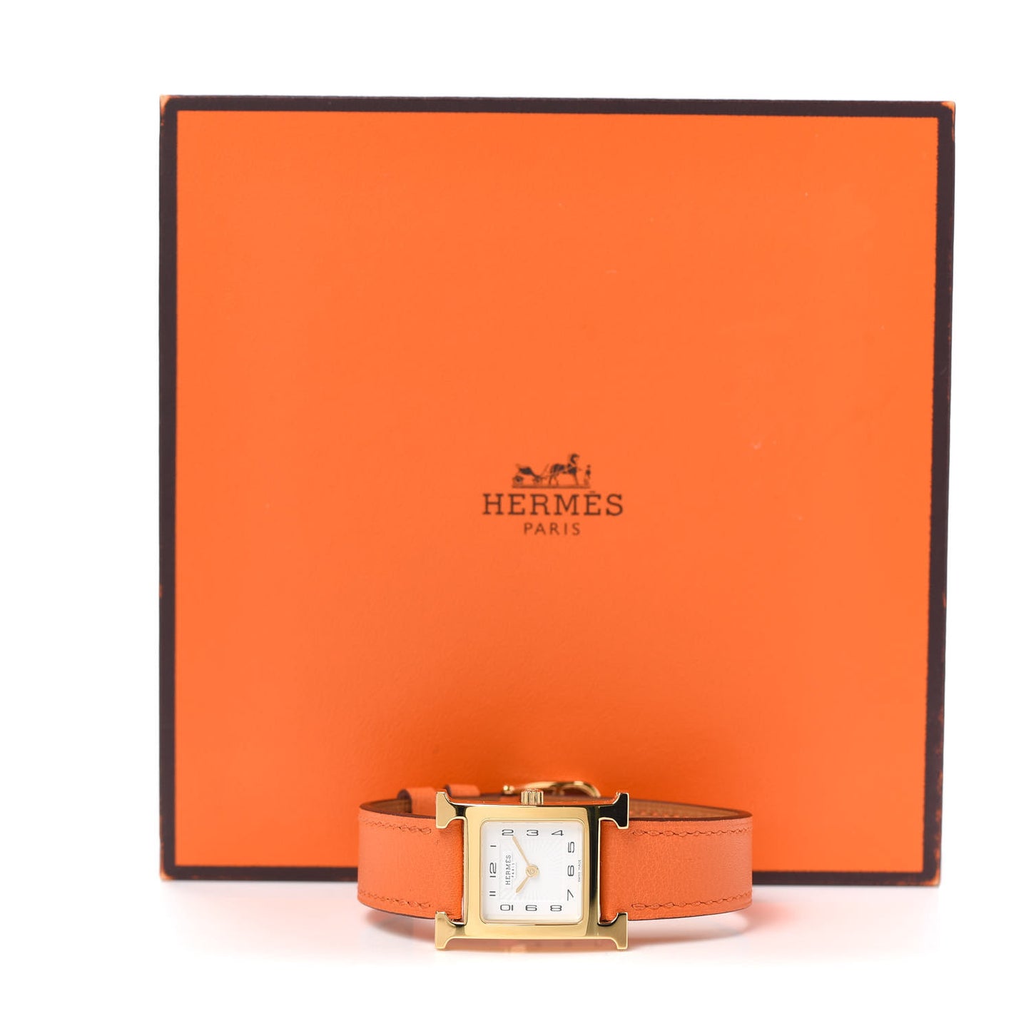 Stainless Steel Swift 21mm Heure H Hour Quartz Watch Orange