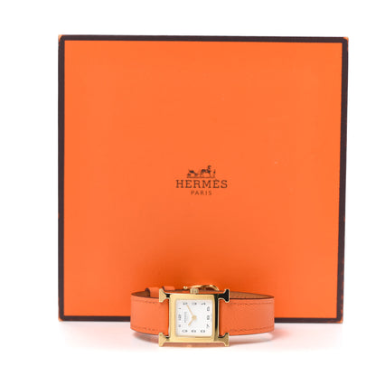 Hermes Stainless Steel Swift 21mm Heure H Hour Quartz Watch Orange 5 of 5