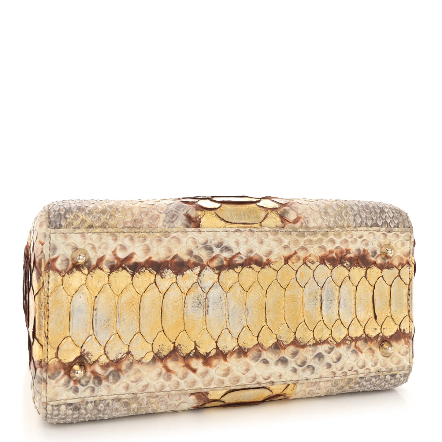 Metallic Snakeskin Medium Lady Dior Beige Gold