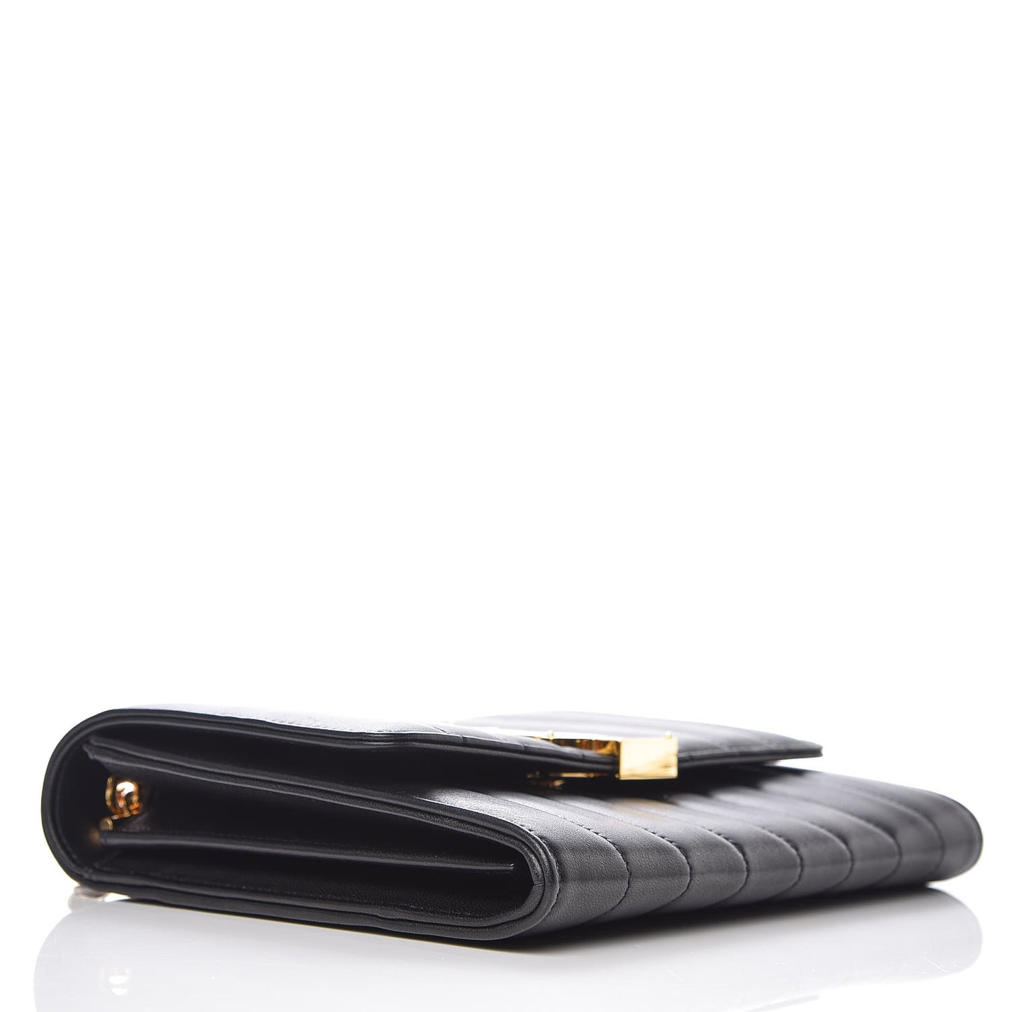 Lambskin Matelasse Monogram Vicky Chain Wallet Black