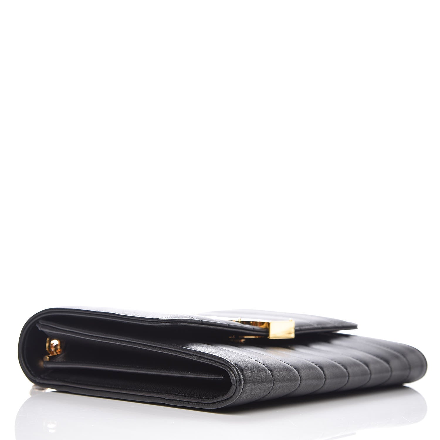 Saint Laurent Lambskin Matelasse Monogram Vicky Chain Wallet Black 4 of 15
