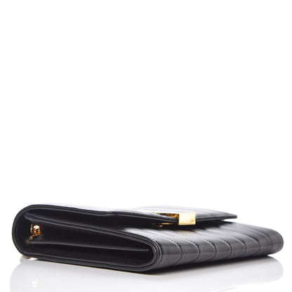 Saint Laurent Lambskin Matelasse Monogram Vicky Chain Wallet Black 4 of 15