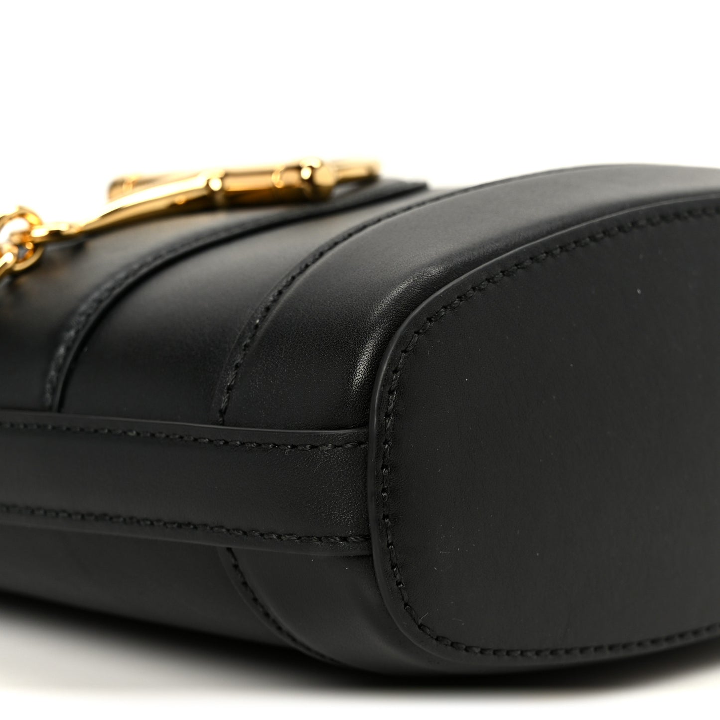 Arabella Calfskin Horsebit 73 Medium Bucket Bag Black