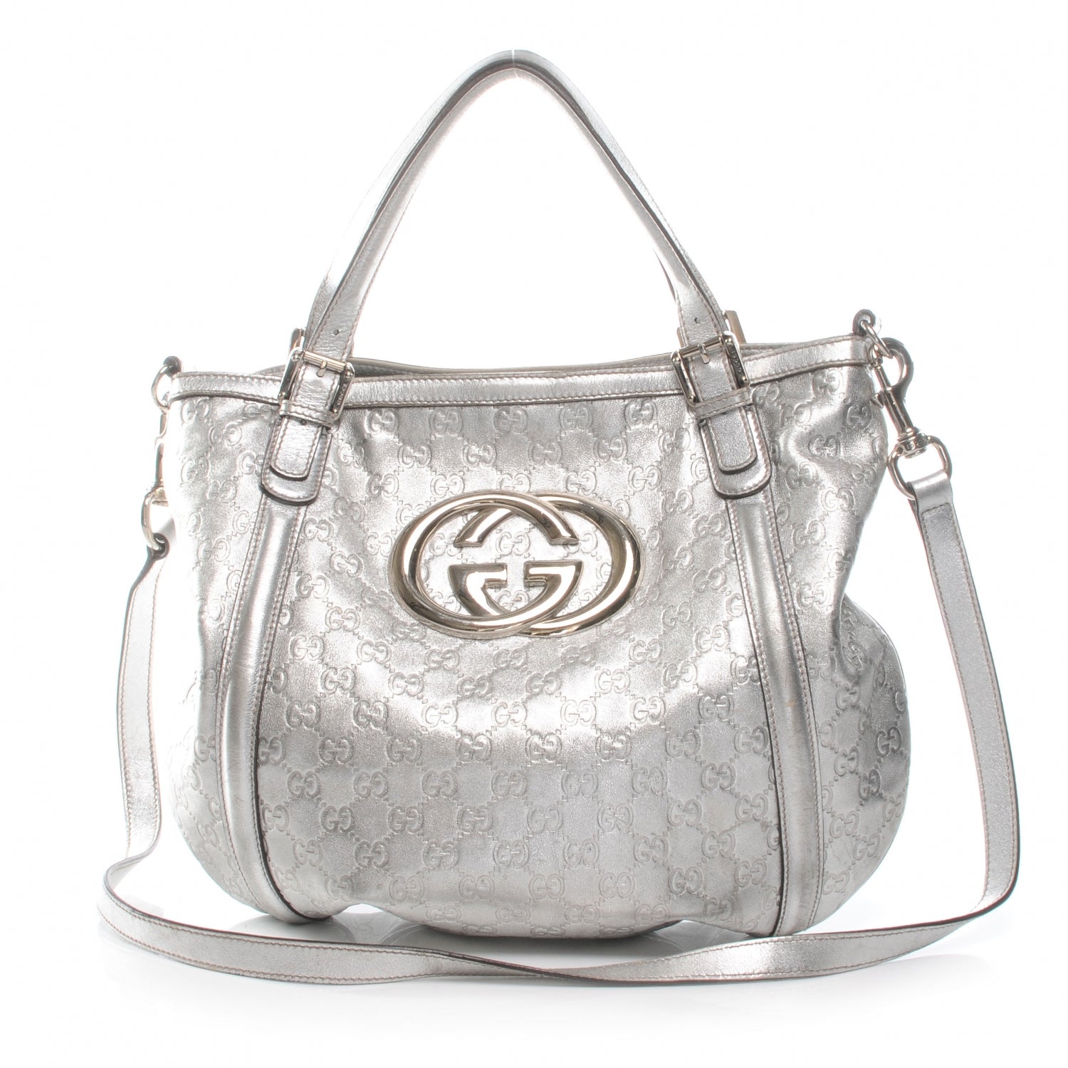 Gucci Guccissima Britt Medium Tote Silver 1 of 8