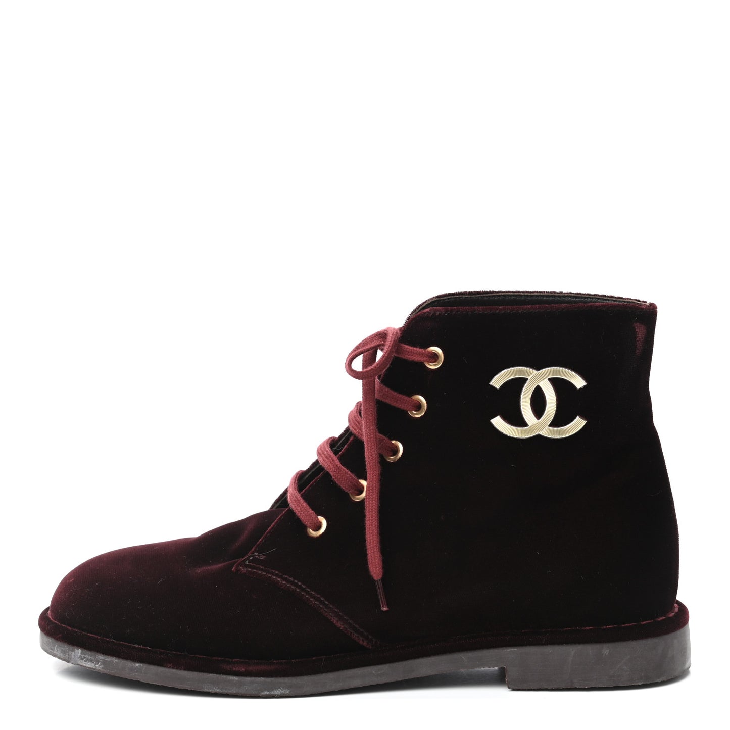Velvet CC Lace Up Boots 39 Burgundy