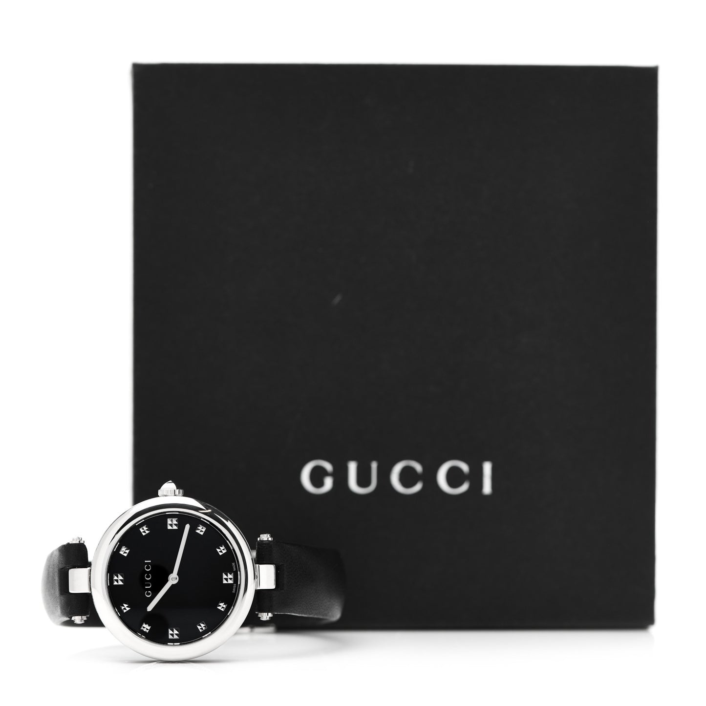 Stainless Steel Calfskin 32mm Diamantissima Quartz Watch Black