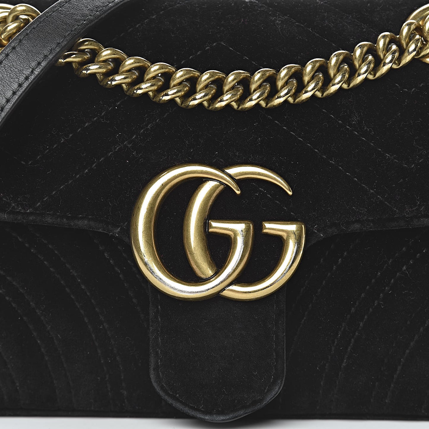 Velvet Matelasse Mini GG Marmont Shoulder Bag Black