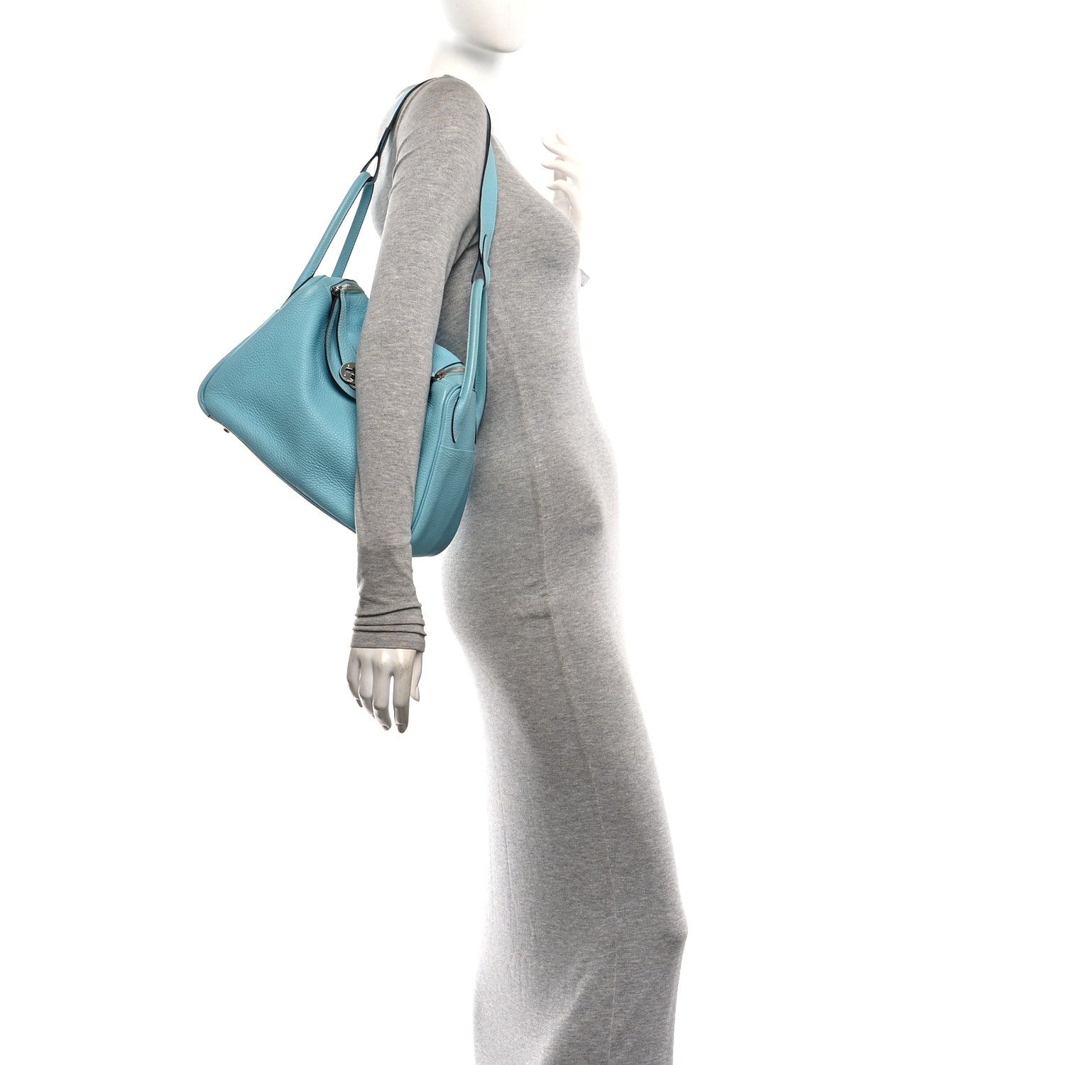 Hermes Taurillon Clemence Lindy 30 Bleu Atoll 2 of 10