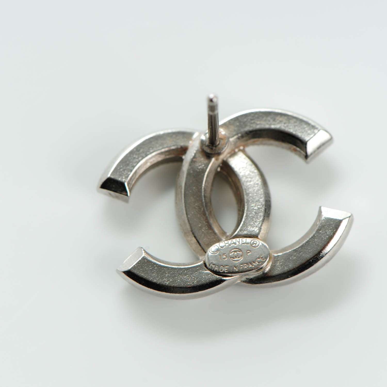 Chanel Baguette Crystal CC Earrings Silver Grey 4 of 6