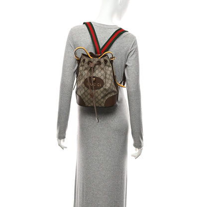 Gucci GG Supreme Monogram Neo Vintage Drawstring Bucket Backpack Beige New Acero Crop 2 of 11