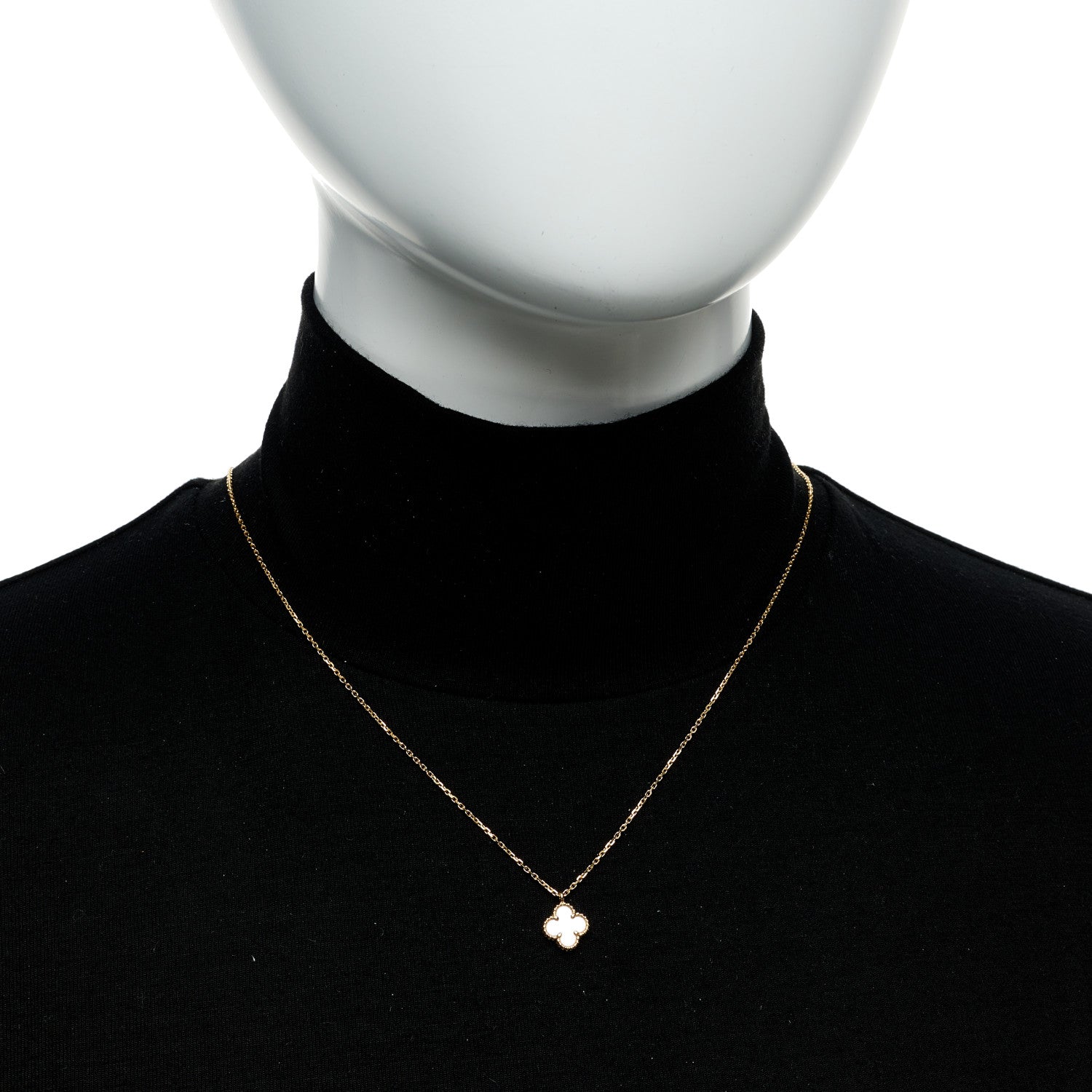 Van Cleef & Arpels 18K Yellow Gold Mother of Pearl Sweet Alhambra Pendant Necklace 2 of 7