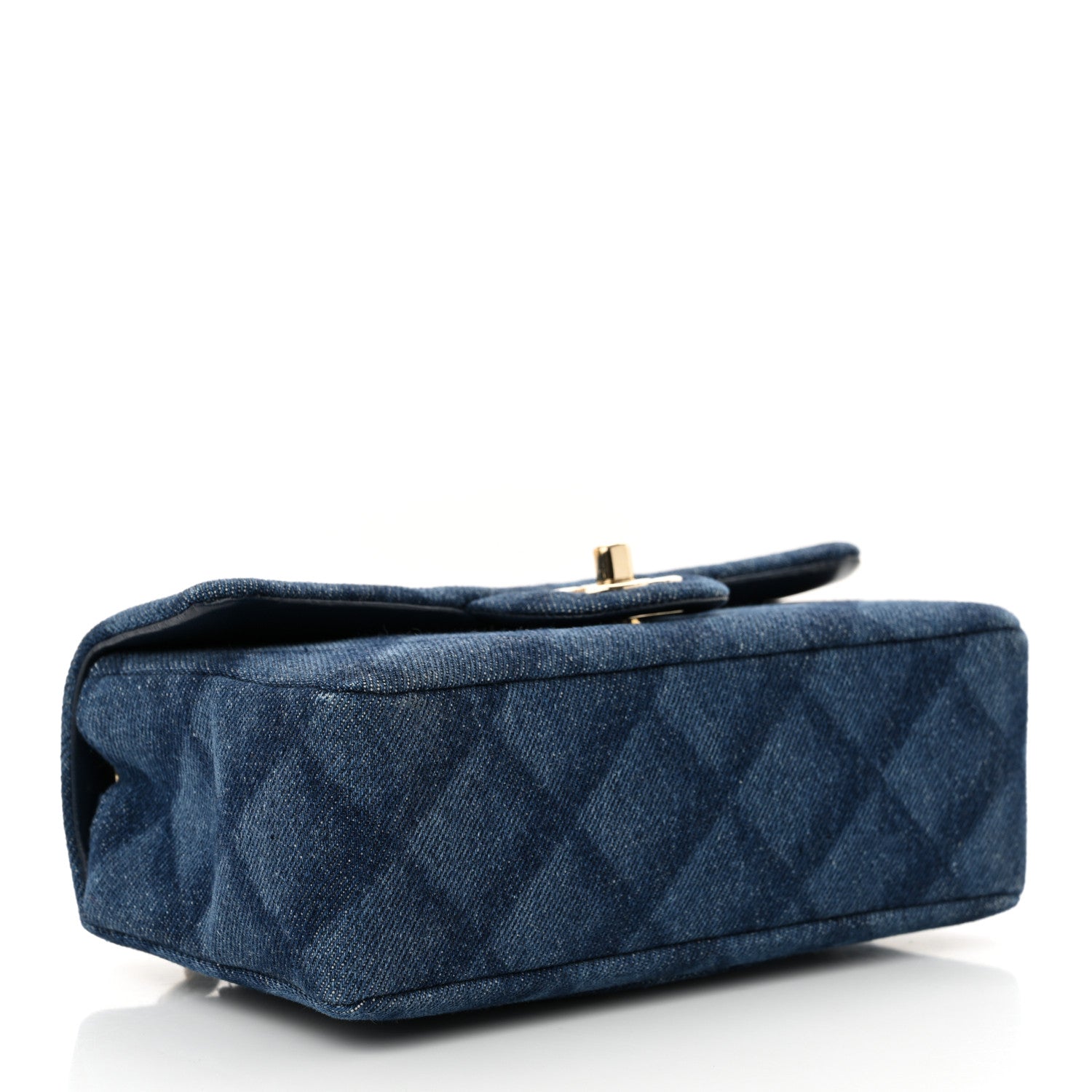 Chanel Printed Denim Quilted Mini Rectangular Flap Dark Blue 4 of 11