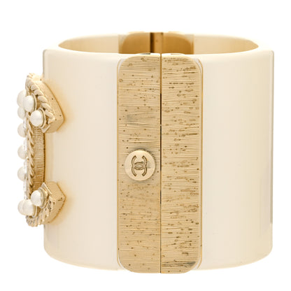 Chanel Resin Crystal Pearl April In Paris CC Cuff Beige 3 of 6