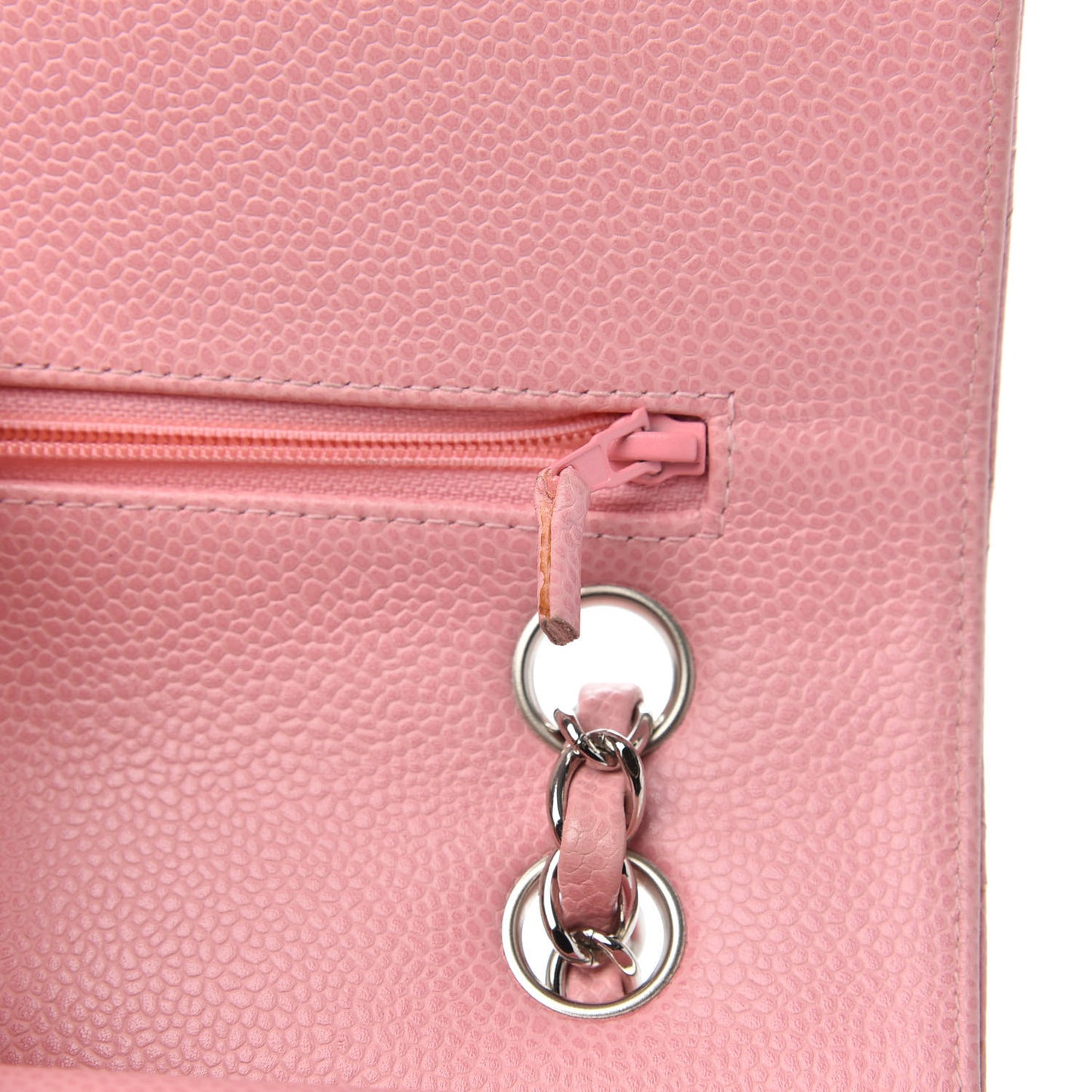 Caviar Quilted Medium Double Flap Pink