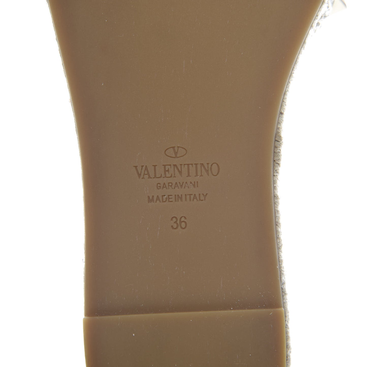 Grained Calfskin Rockstud Espadrille Flat Slide Sandals 36 Ivory