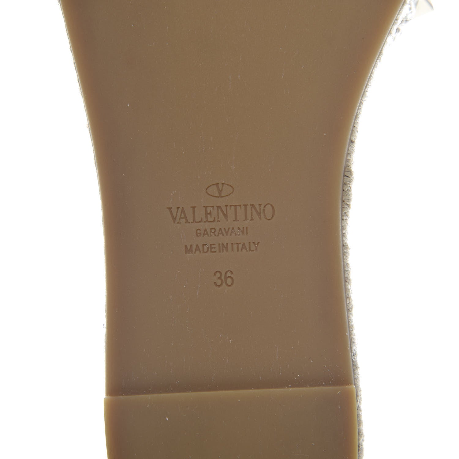 Valentino Garavani Grained Calfskin Rockstud Espadrille Flat Slide Sandals 36 Ivory 7 of 9
