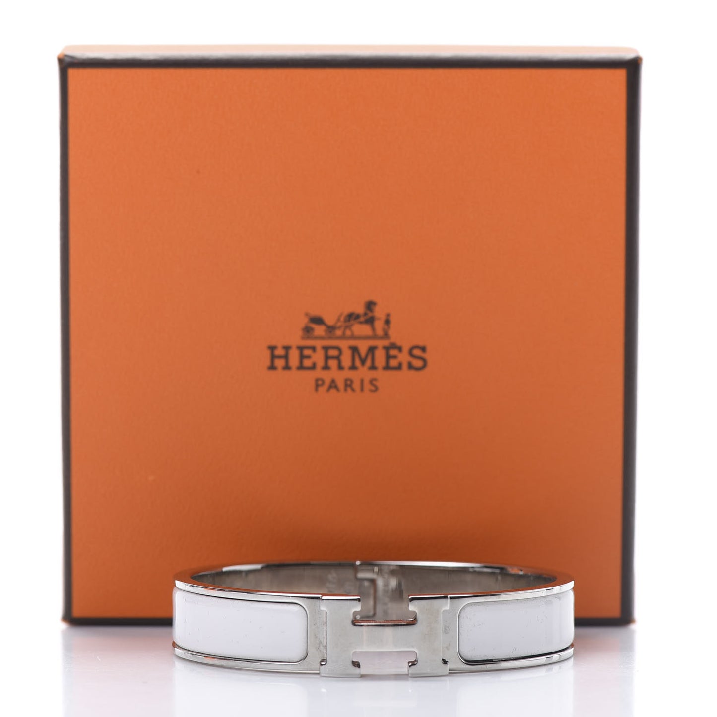 Enamel Narrow Clic Clac H Bracelet PM White