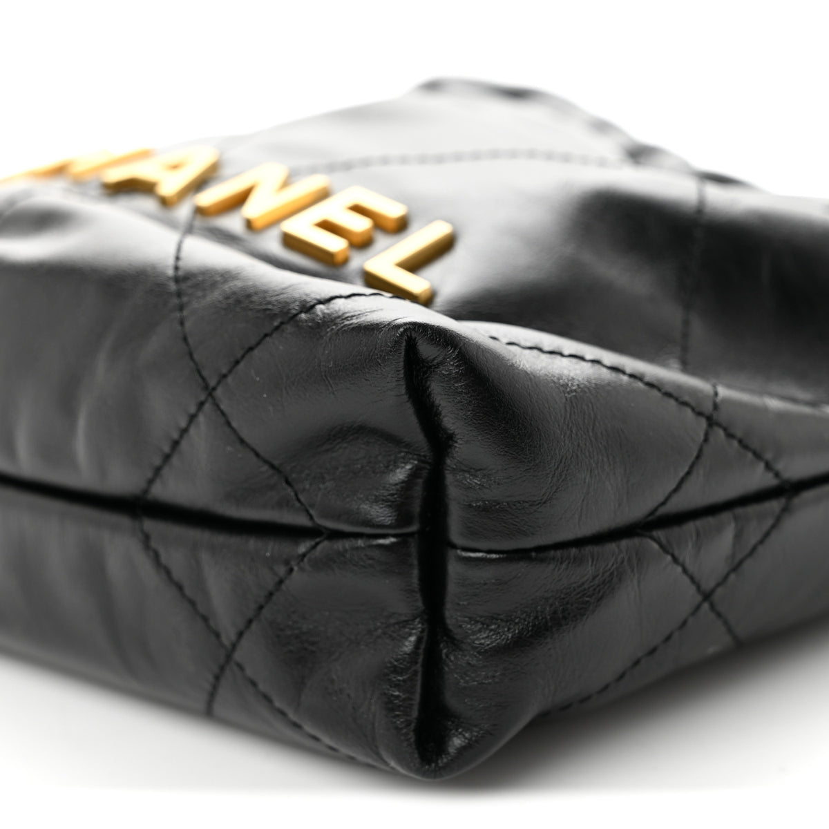 Shiny Calfskin Quilted Mini Chanel 22 Black