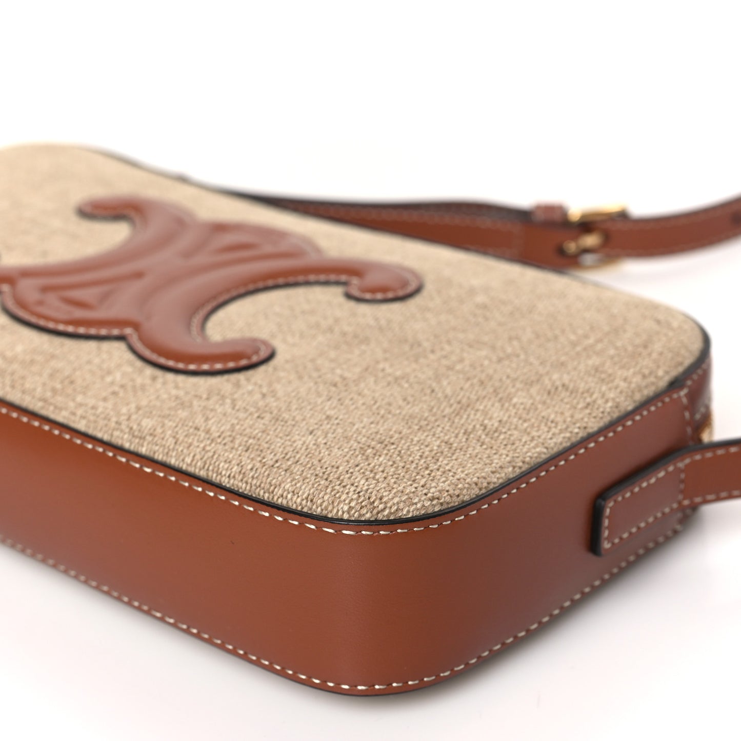 Canvas Calfskin Cuir Triomphe Camera Shoulder Bag Tan