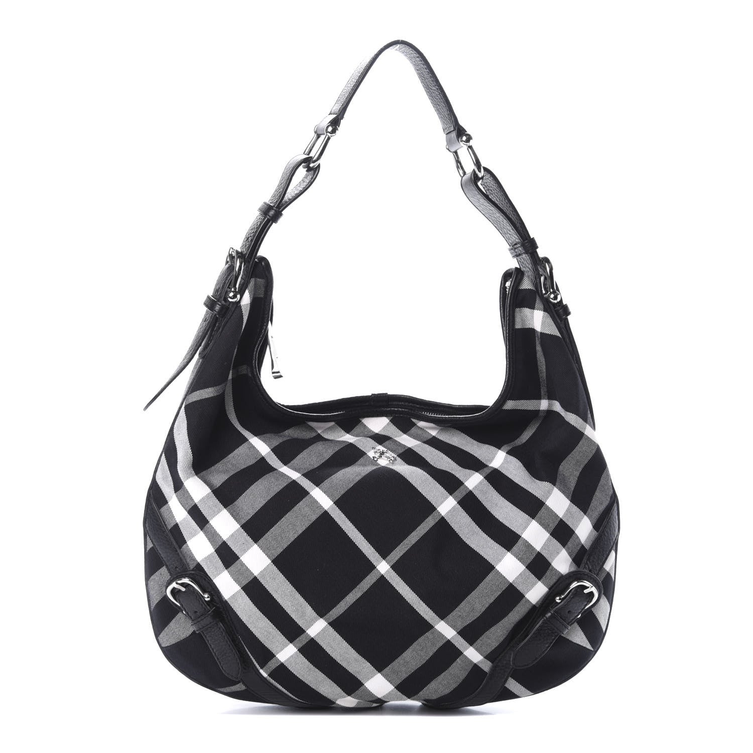 Burberry Black Check Larkin Hobo Black 1 of 9