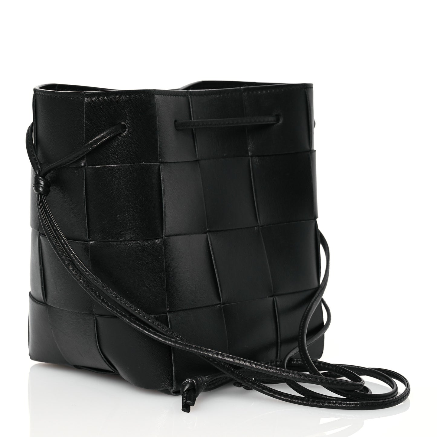 Nappa Maxi Intrecciato Small Cassette Bucket Bag Black