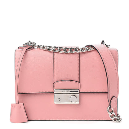 Prada Saffiano Pattina Sound Chain Crossbody Bag Petalo 1 of 8