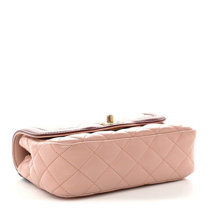 Chanel Lambskin Quilted Mini Two Tone Day Flap Pink Burgundy 4 of 10