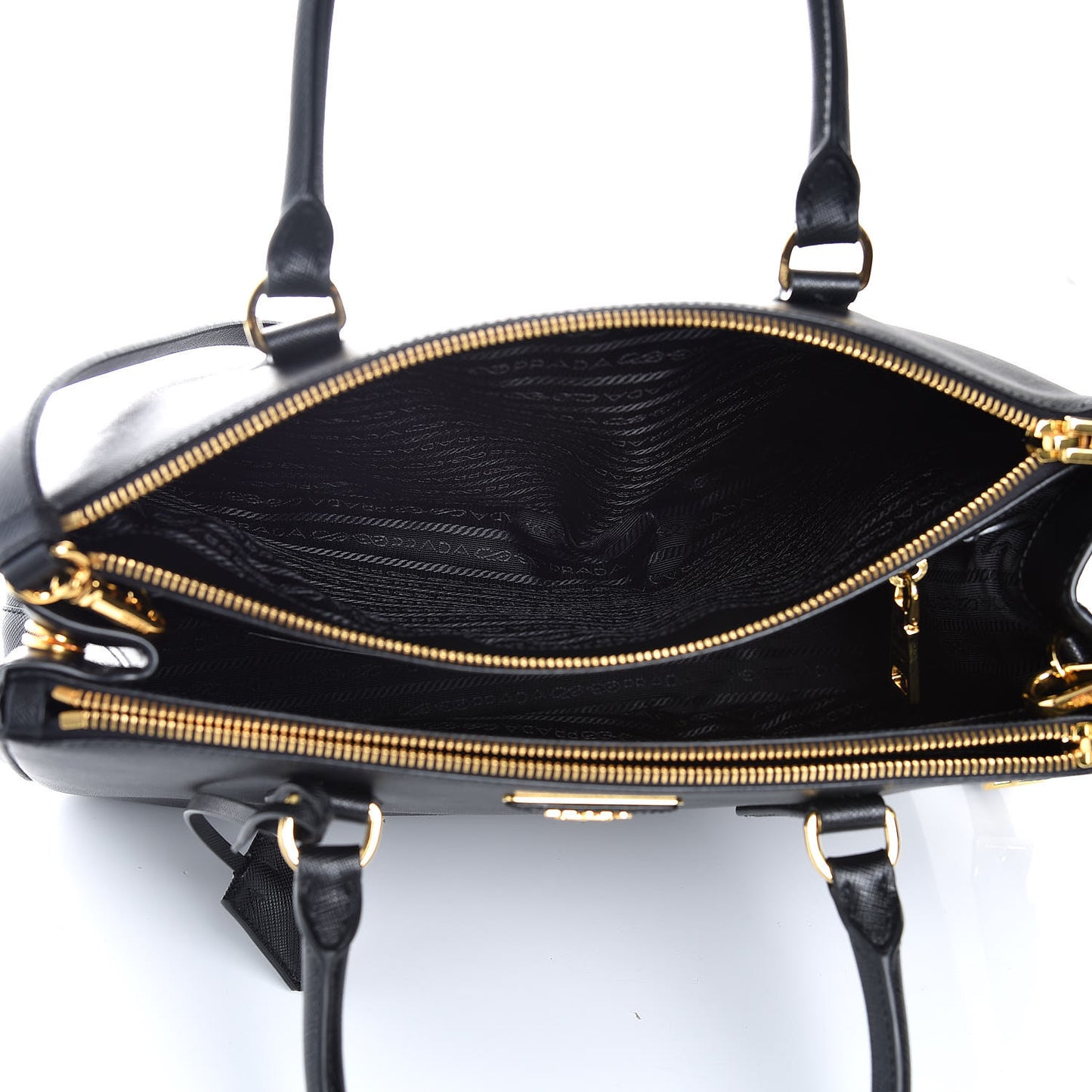 Saffiano Medium Galleria Double Zip Tote Black