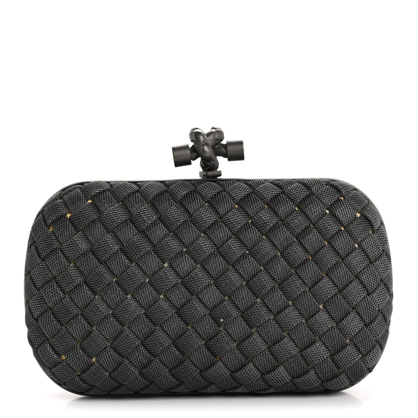 Metal Intrecciato Mesh Woven Knot Clutch Argento
