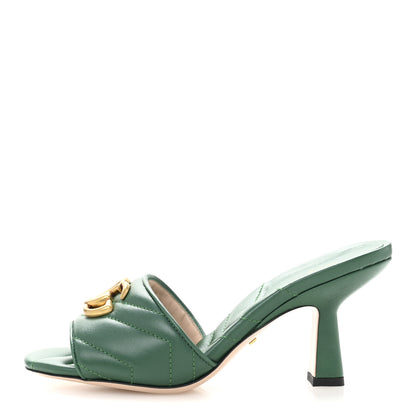 Gucci Nappa Matelasse GG Marmont 75mm Slide Sandals 35.5 Emerald 1 of 9