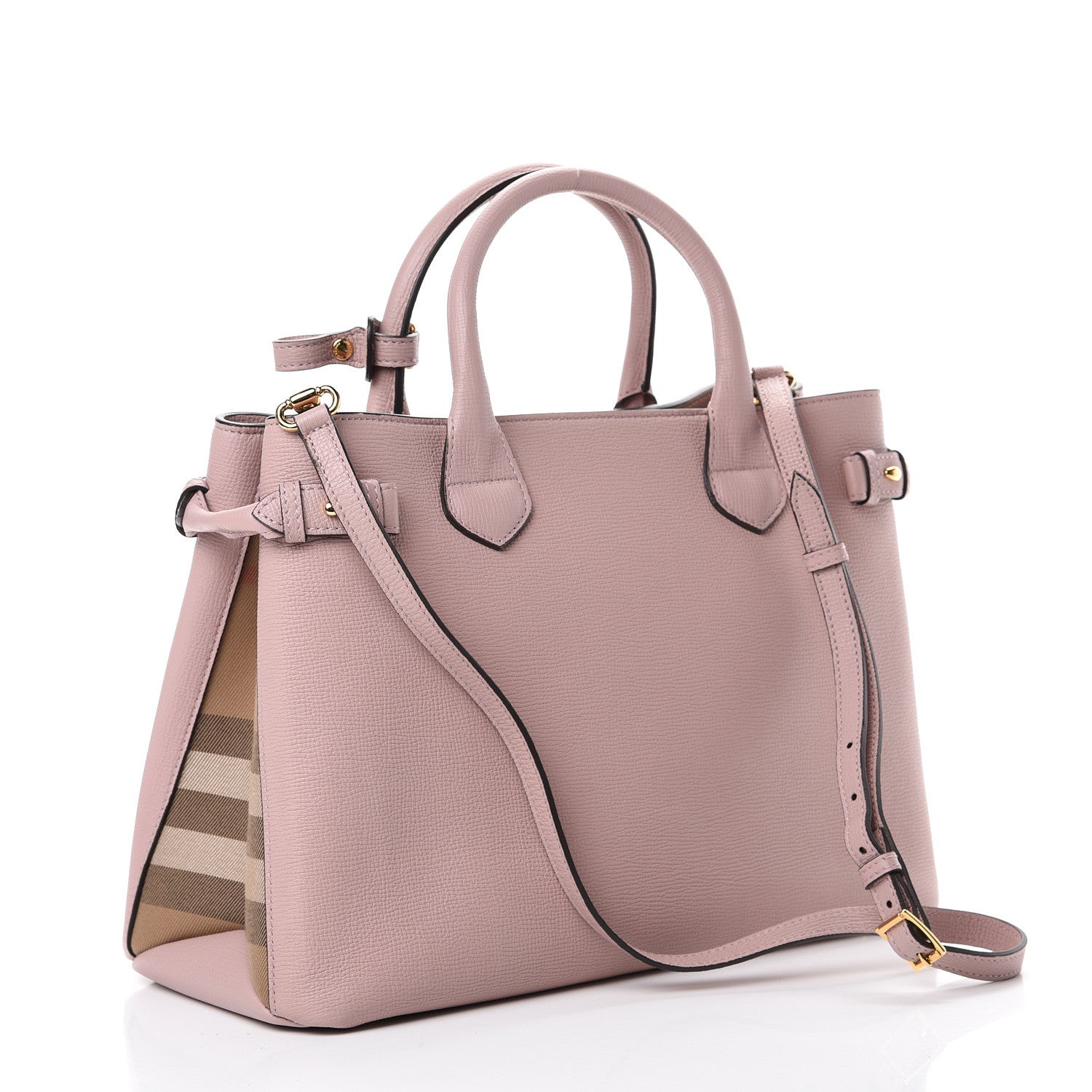 Burberry Grainy Calfskin House Check Medium Banner Tote Pale Orchid 2 of 9