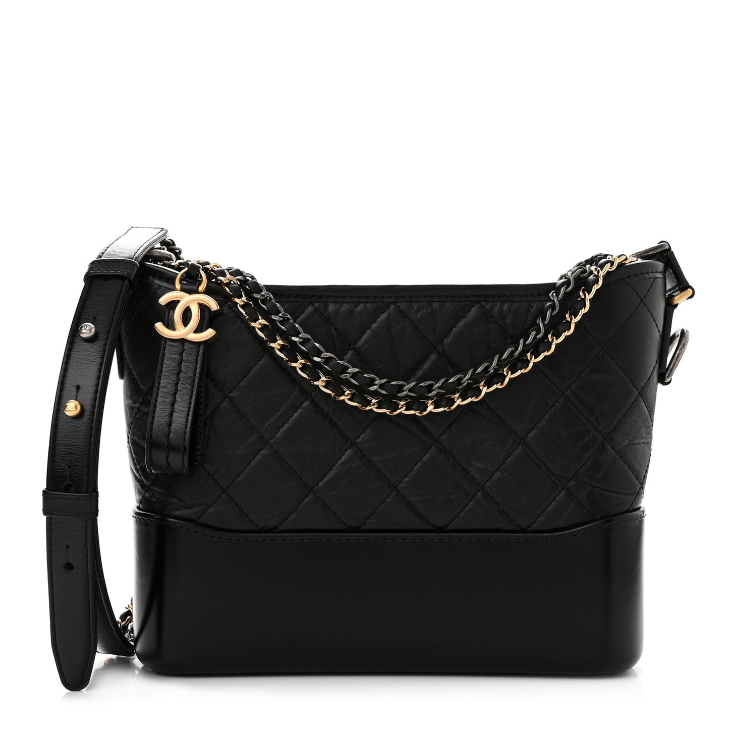 Aged Calfskin Quilted New Medium Gabrielle Hobo Black