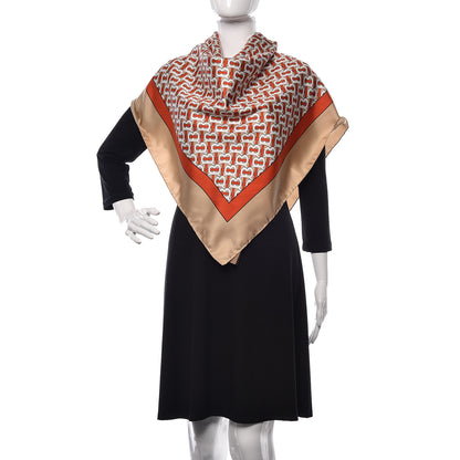 Burberry Silk Monogrammed TB Print Square Scarf Vermillion 2 of 4