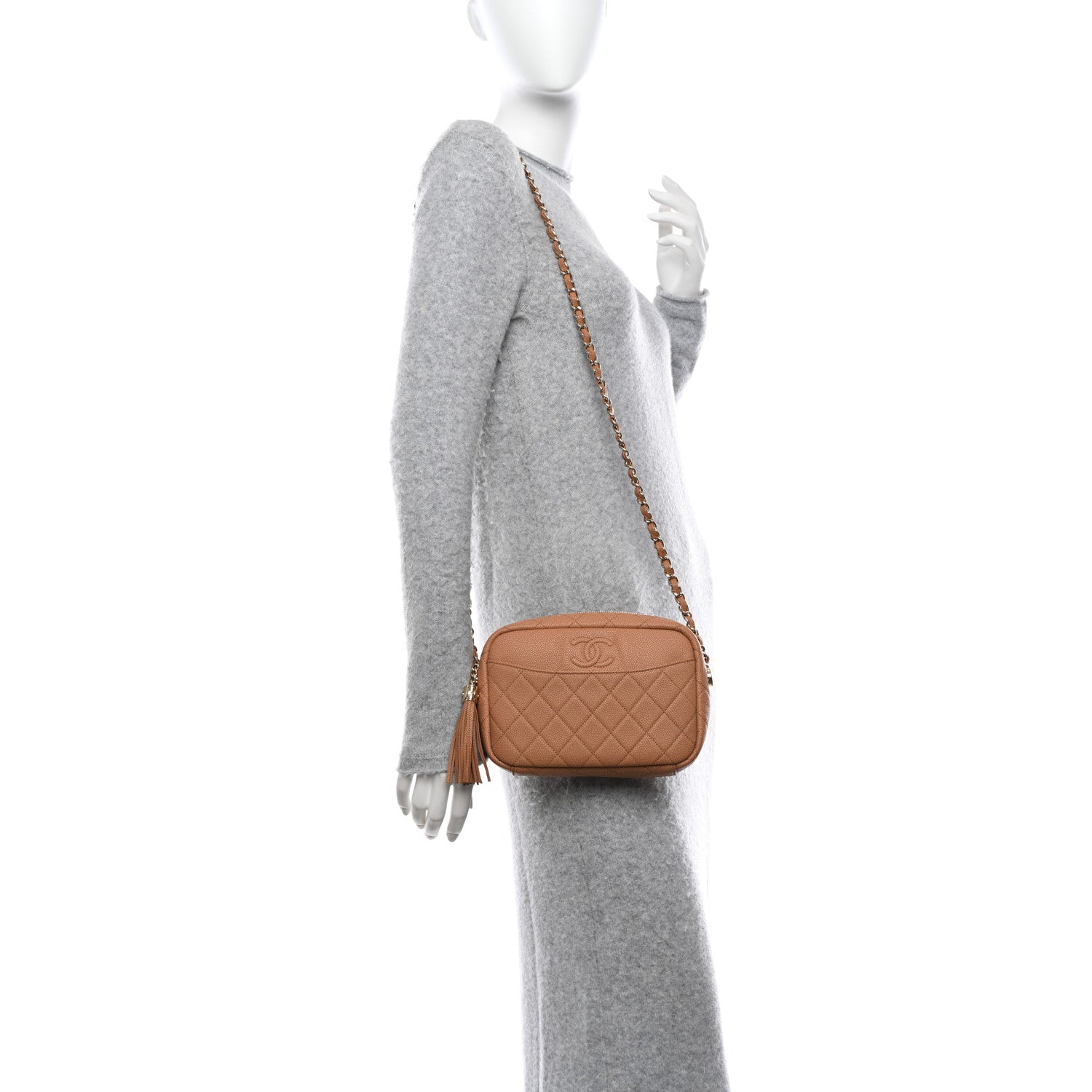 Chanel Caviar Quilted Coco Tassel Camera Case Beige 2 of 10