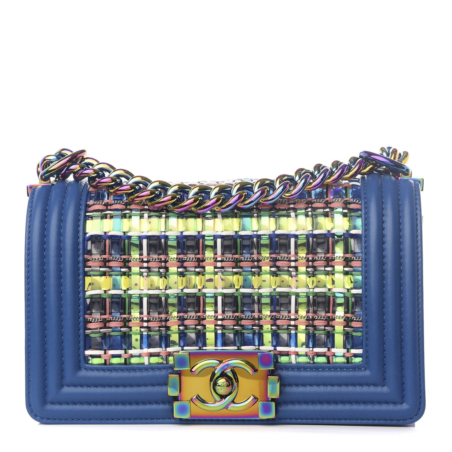 Chanel Lambskin PVC Thread Woven Small Boy Flap Dark Blue 1 of 7