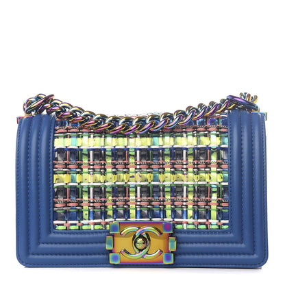 Chanel Lambskin PVC Thread Woven Small Boy Flap Dark Blue 1 of 7
