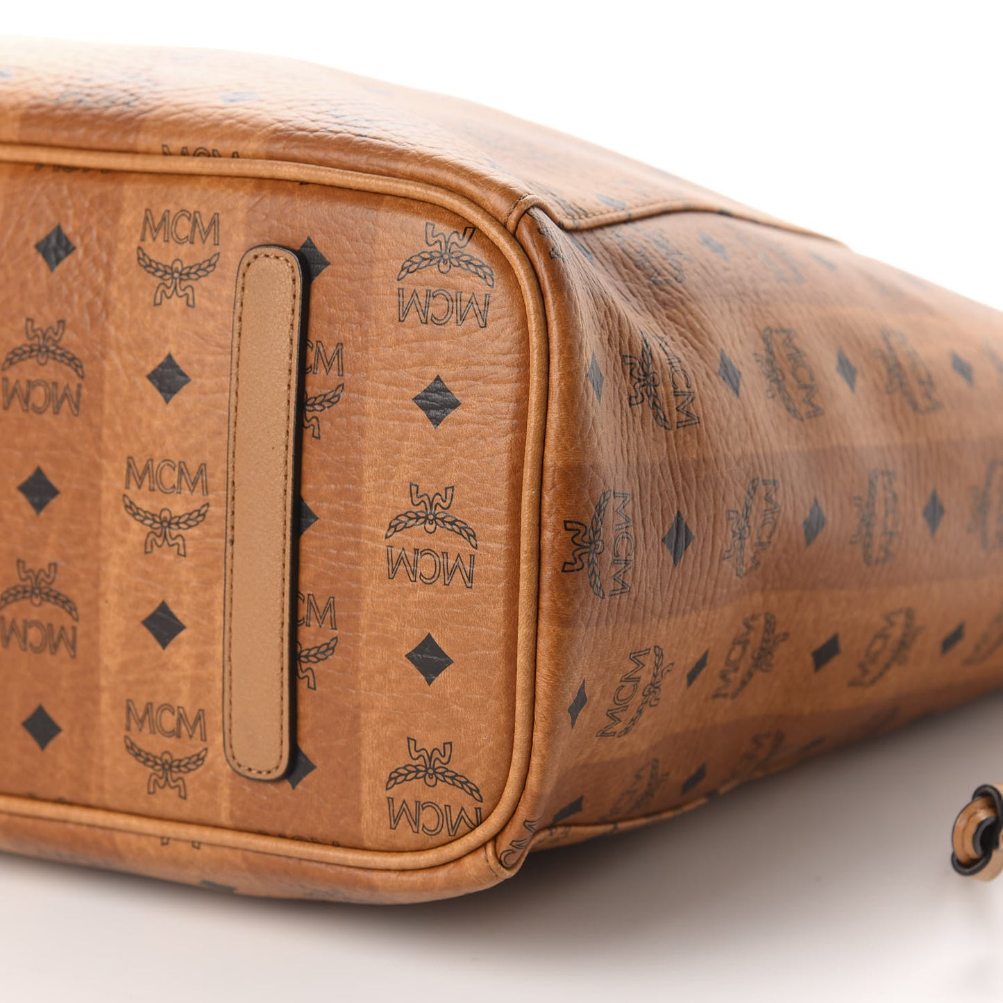 Striped Visetos Large Shopper Tote Cognac