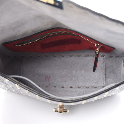 Valentino Garavani Craquele Nappa Medium Rockstud Spike Shoulder Bag Pastel Grey 5 of 12