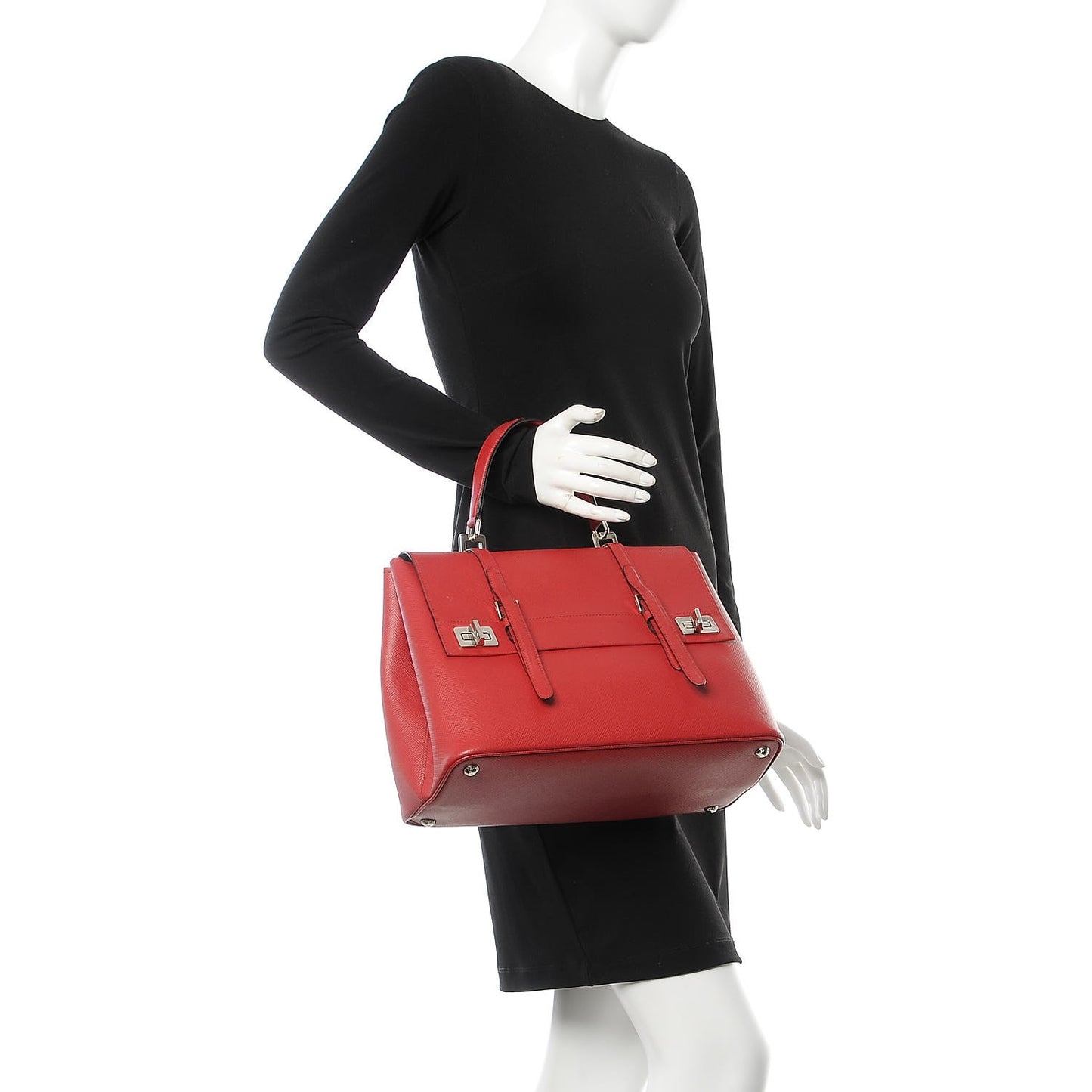 Saffiano Cuir Convertible Top Handle Tote Fuoco