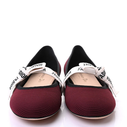 Christian Dior Fabric Ribbon Embroidered J'Adior Ballet Flats 38 Rouge Black 2 of 10
