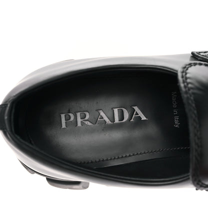 Prada Spazzolato Rois Metal Triangle Logo Mens Monolith 60mm Loafers 7 Black 7 of 8