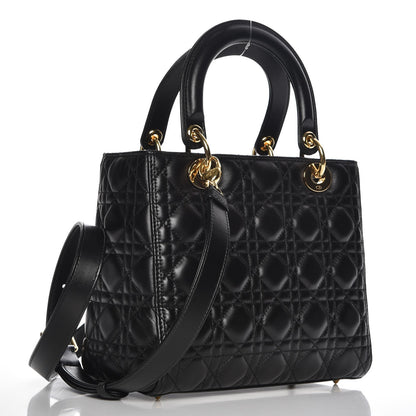 Christian Dior Lambskin Cannage Medium Lady Dior Black 4 of 15