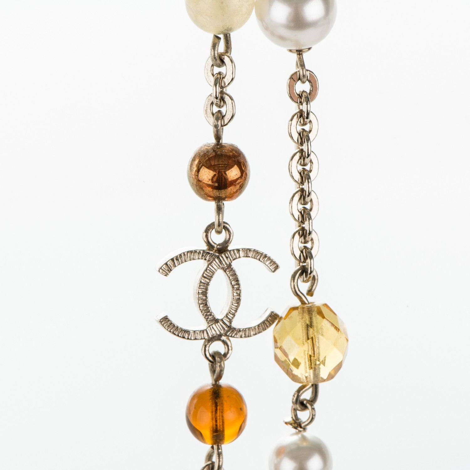 Chanel Pearl Beaded CC Long Necklace Yellow Gold 3 of 6