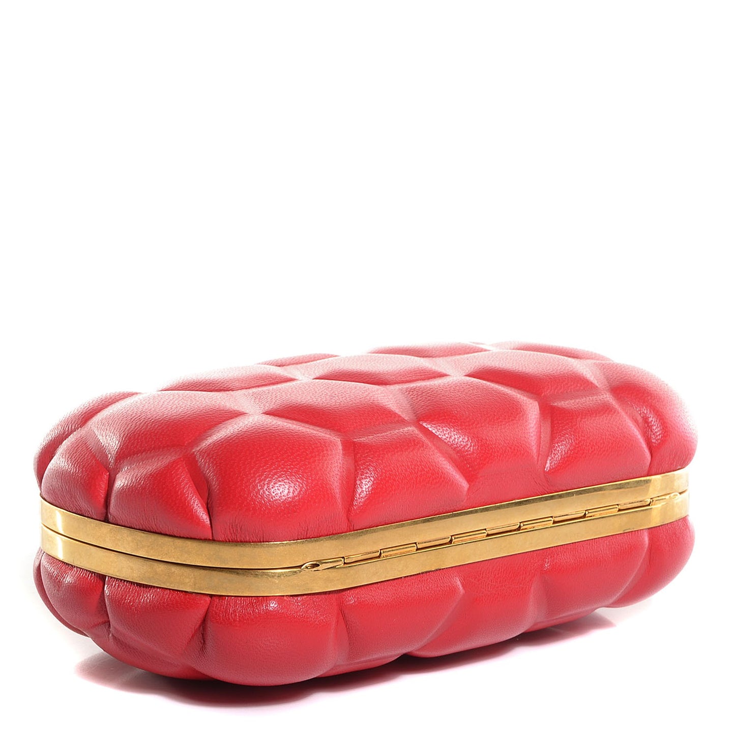 Leather Honeycomb Skull Box Clutch Red