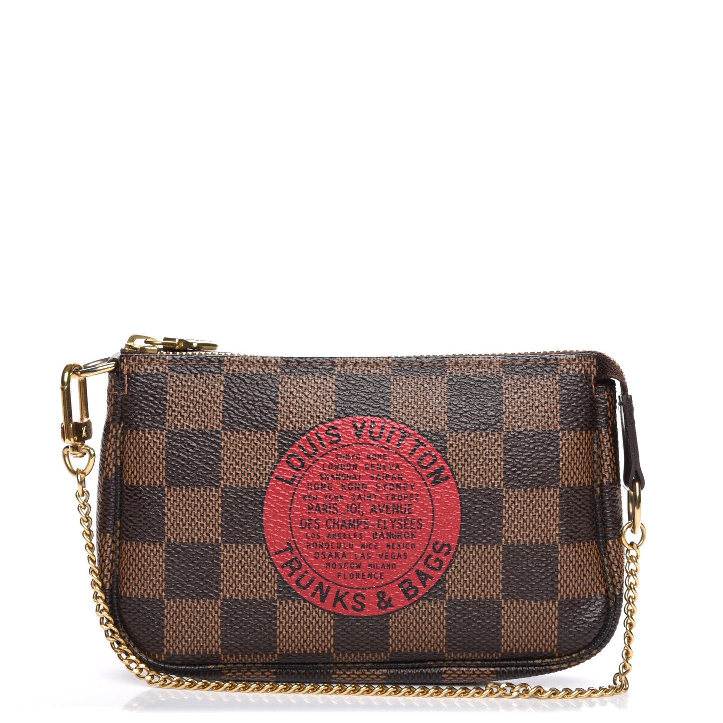 Damier Ebene Complice Trunks and Bags Mini Pochette Accessories Red