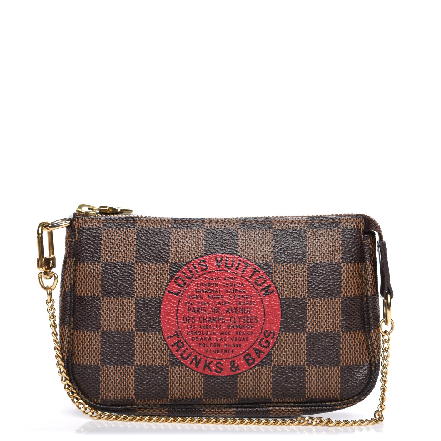 Louis Vuitton Damier Ebene Complice Trunks and Bags Mini Pochette Accessories Red 1 of 8