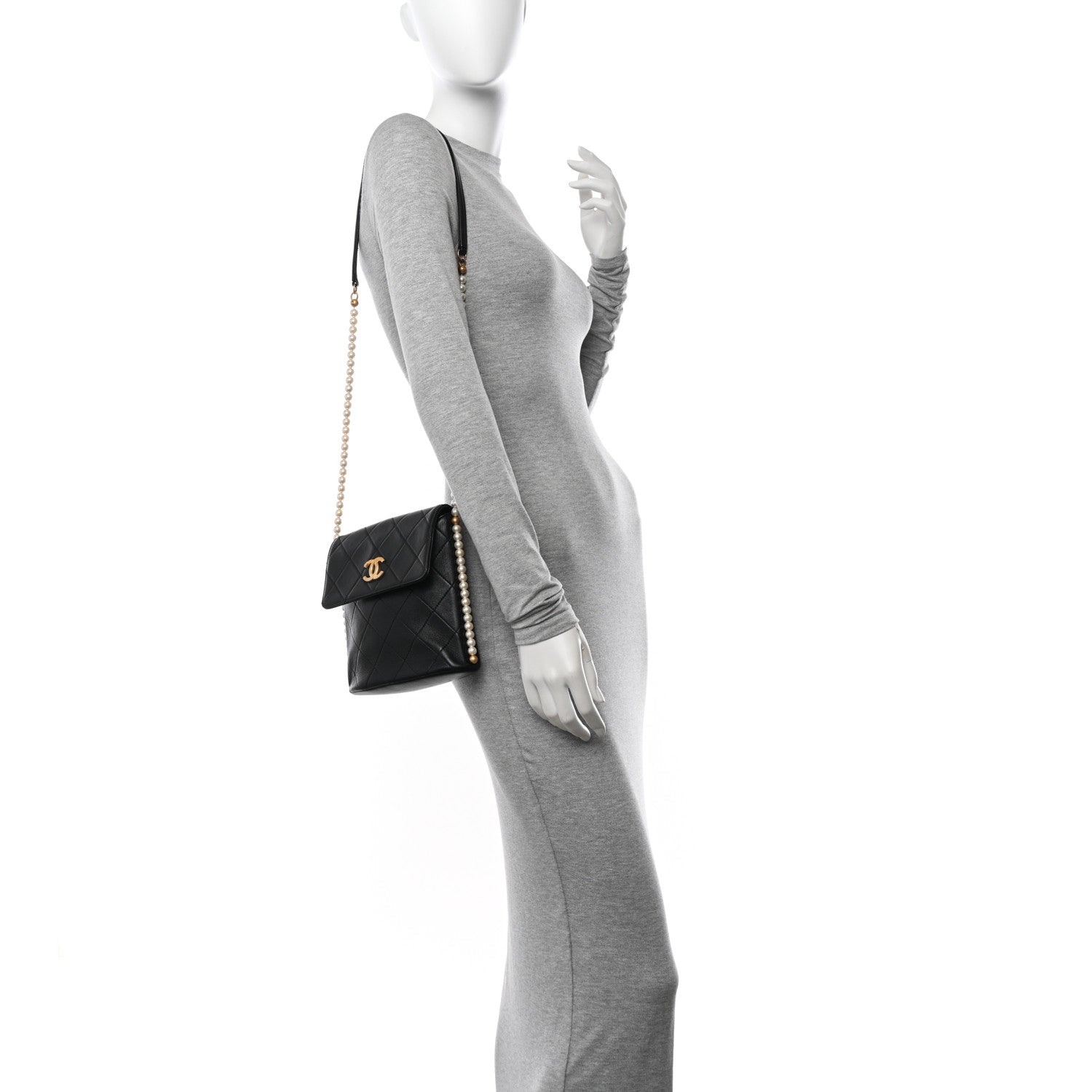 Chanel Calfskin Quilted Pearl Small About Pearls Hobo Bag Black 2 of 11