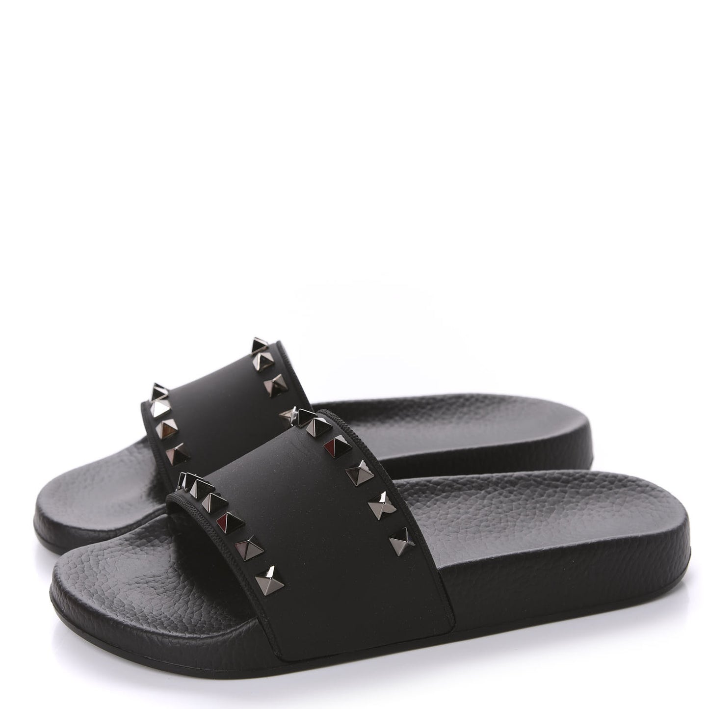 Rubber Rockstud Slide Sandals 36 Black