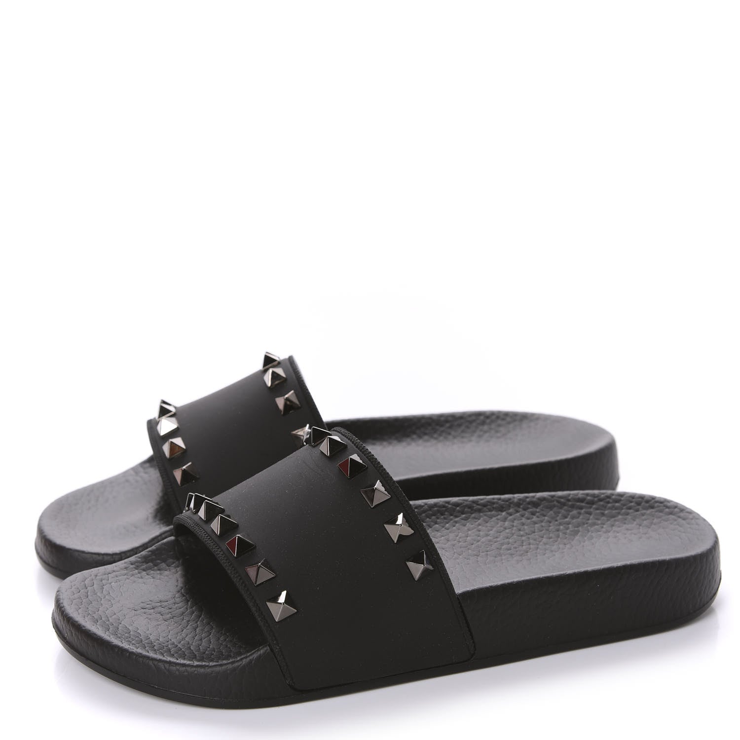 Valentino Garavani Rubber Rockstud Slide Sandals 36 Black 3 of 9